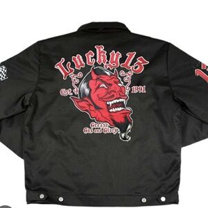 Lucky 13 Greaser Style Devil Head Black Jacket